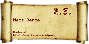 Macz Bence névjegykártya